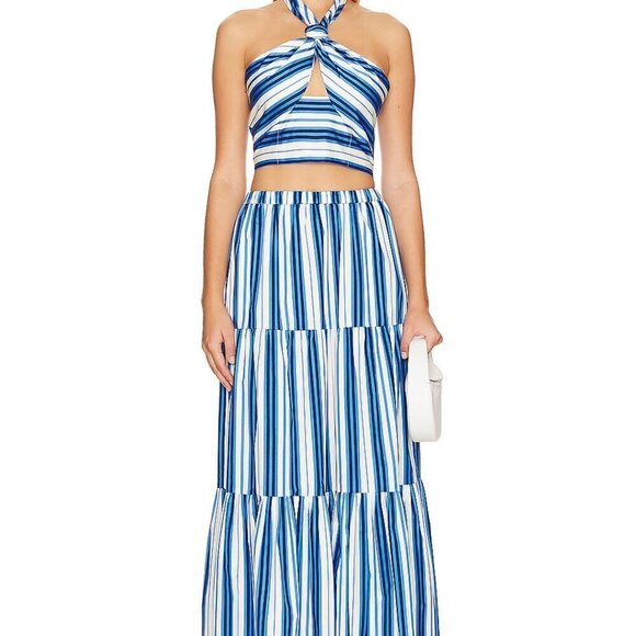 New Solid & Striped The Naomi Top & The Addison Skirt Set Marina Blue NWT Large - Picture 3 of 10
